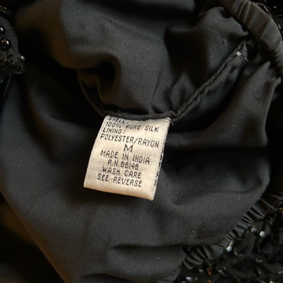 Vintage black strapless silk beaded gown size medium - Picture 15 of 16